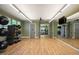 Functional gym space featuring free weights, stability balls, and a mirrored wall at 194 Aspen Ave, Pittsboro, NC 27312
