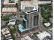 Aerial view showcasing the high-rise building construction amid the city landscape at 400 W Main St # 2502, Durham, NC 27701