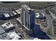 Aerial of building construction site showing the framework of a modern skyscraper at 400 W Main St # 2502, Durham, NC 27701