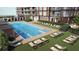Community swimming pool and spa with lounge chairs for relaxing by the water at 400 W Main St # 2502, Durham, NC 27701