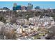 Aerial view of townhomes near downtown, showcasing urban living and cityscape views at 610 Walnut Hts Dr # 102, Raleigh, NC 27610