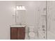 Bathroom with marble shower, vanity, and toilet at 291 Riverstone Dr, Pittsboro, NC 27312