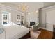 Main bedroom with fireplace, sitting area and access to pool at 291 Riverstone Dr, Pittsboro, NC 27312
