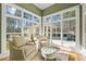 Cozy sitting area with two armchairs and view of pool at 291 Riverstone Dr, Pittsboro, NC 27312