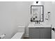 Modern powder room with grey vanity and white toilet at 2601 Mayview Rd, Raleigh, NC 27607