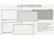 Countertop selections for a new home build, including options for the kitchen and bathrooms at 57 Hazelwood, Pittsboro, NC 27312