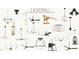 Selection of modern lighting fixtures including chandeliers, sconces, and ceiling fans at 57 Hazelwood, Pittsboro, NC 27312