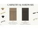 Selections for cabinetry and hardware for kitchen, bathroom, and laundry room at 72 Hazelwood, Pittsboro, NC 27312