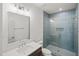 Elegant bathroom featuring glass shower and vanity at 213 Westhampton Dr, Pittsboro, NC 27312