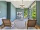 Bright office featuring a glass desk, stylish lighting, and a large window with a wooded view at 213 Westhampton Dr, Pittsboro, NC 27312