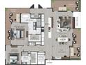 Detailed floor plan featuring multiple bedrooms, bathrooms, balconies, and an open-concept living space at 600 N Roxboro St # 22, Durham, NC 27701