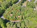 Overhead perspective of the wooded lot, providing a serene setting for a future residence build at 2332 Windy Woods Dr, Raleigh, NC 27607
