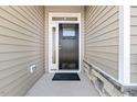 Dark brown front door with sidelights at 69 Browning Mill Dr, Wendell, NC 27591