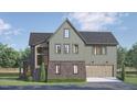 New construction home boasts a brick and siding exterior with a covered porch and attached garage at 1000 Marilyn Dr, Raleigh, NC 27607
