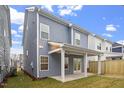 Home exterior showcasing a covered patio and fenced backyard at 9228 Kitchin Farms Way # 412, Wake Forest, NC 27587