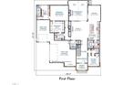 First floor plan showcasing the primary bedroom, kitchen, dining room, and two garages at 2728 Trifle Ln, Wake Forest, NC 27587