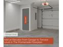 Spacious garage with an elevator installation option to terrace level in Promenade floorplan at 779 Willard St, Durham, NC 27701