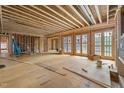 Unfinished living room featuring wood framing and subfloors, ready for customization at 4812 Parker Meadow Dr, Raleigh, NC 27614