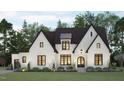 Charming white brick home with a black roof, arched entry, and professional landscaping at 37 Green Turtle Ln, Pittsboro, NC 27312