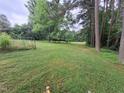 Expansive backyard surrounded by mature trees, perfect for outdoor activities and relaxation at 1917 New Hill Olive Chapel Rd, New Hill, NC 27562