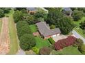 Aerial view showing home's size and private backyard at 7220 Dime Dr, Raleigh, NC 27606