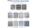 Material selections showcasing stone, siding, flooring, countertops, tile, and cabinet options for a home at 56 Decatur Dr, Fuquay Varina, NC 27526