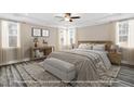 Cozy bedroom with neutral tones, soft lighting, and a comfortable bed with decorative pillows at 1129 Brookfield Dr, Gibsonville, NC 27249