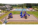 Community playground and pool area perfect for Gathering fun and recreation at 553 Eversden Dr, Zebulon, NC 27597