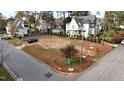 Aerial view of a vacant lot ready for new construction, located in a desirable neighborhood at 3301 Dell Dr, Raleigh, NC 27609