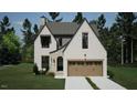 Charming new construction showcasing a stone accent entry, brick, and two car garage at 3301 Dell Dr, Raleigh, NC 27609