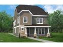 Two-story home with mixed siding, stone accents, covered entry, and landscaped front yard at 2404 Adrift Rd, Fuquay Varina, NC 27526