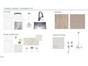 A home design scheme showing the proposed kitchen, flooring, and bathroom material and color selections at 1829 Hydrangea Way, Fuquay Varina, NC 27526
