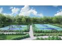 Well-maintained pickleball courts surrounded by lush greenery and a clear blue sky at 2209 Abbeyhill Dr # 118, Raleigh, NC 27610