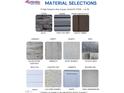 Material selections for new construction, including stone, siding, shake, laminate, carpet, quartz, vinyl, tile, counter top, and cabinets at 73 High Hampton Way, Fuquay Varina, NC 27526