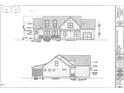 Architectural drawings of a new home's front and side elevations at 5601 River Buck Rd, Spring Hope, NC 27882