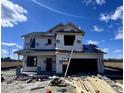 New two-story home under construction with a two car garage on a sunny day at 195 Sawyer Mill Dr, Dunn, NC 28334
