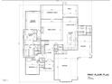 Detailed first floor plan featuring an open kitchen, Primary suite, and a two-car garage at 4345 Coldwater Springs Dr, Raleigh, NC 27616