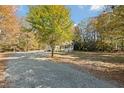 Gravel driveway to the side of a charming home with mature trees surrounding the property at 7039 Old 421 Rd, Liberty, NC 27298