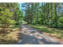 View of the long driveway through wooded area leading to the home, offering seclusion and natural beauty at 340 Andrews Store Rd, Pittsboro, NC 27312