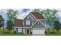 Charming two-story house rendering with gray siding, dark shutters, and a neatly landscaped front yard at 2155 Pink Peony Cir # 235, Durham, NC 27703