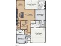 Layout of a one story home featuring 3 bedrooms, 2 baths, a kitchen, a living room, and a 2 car garage at 403 Duncan Creek Rd # 131, Lillington, NC 27546