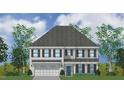 Rendering of new two story home with grey siding, stone accents and large windows at 55 New Liberty Dr, Youngsville, NC 27596