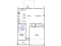 One-story floor plan featuring a kitchen, Gathering room, and guest bedroom at 75 Calabria Ct, Franklinton, NC 27525