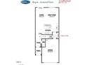 Bryce floor plan featuring a dining area, great room, kitchen, foyer, powder room, and garage at 116 Kobus Ct, Garner, NC 27529