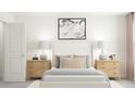 Cozy bedroom with light wood nightstands and a plush bed at 1888 Sweet Gardenia Way, Apex, NC 27502