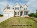 Charming two-story home featuring three-car garage, neutral siding, manicured lawn, and tasteful landscaping at 1021 Smoke Willow Way # 130, Rolesville, NC 27571