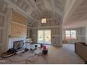 Open living room, high ceilings, and future fireplace at 20 Tamaran Ct, Spring Hope, NC 27882