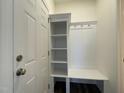 View of the mudroom featuring storage shelves, coat hooks and bench seating at 500 Traditions Grande Blvd # 22, Wake Forest, NC 27587