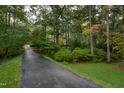 Long driveway leading to a house through lush landscaping at 715 Powell Dr, Raleigh, NC 27606