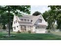 Two-story white house with gray roof, attached garage, and front porch, side yard view at 2423 Bivins Rd, Durham, NC 27712